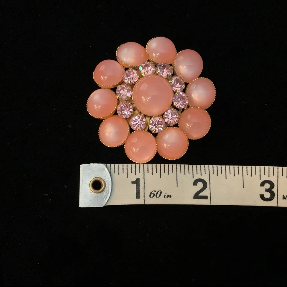 JUDY LEE Signed Pink Fem Moon Glow & Rhinestone Gold Tone 2